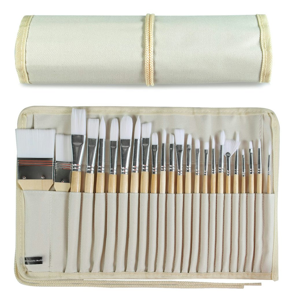 24-Piece Paint Brush Set w/ Canvas Case: $9.49 w/ Prime 24-Piece Paint Brush Set w/ Canvas Case: $9.49 w/ Prime