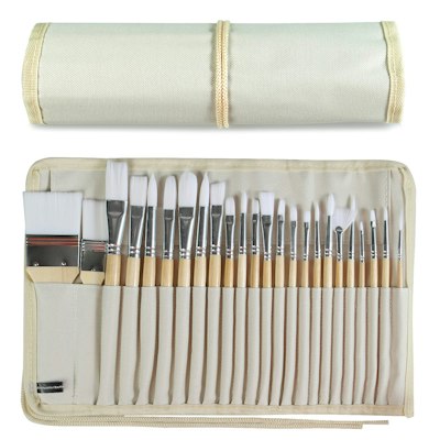 24-Piece Paint Brush Set w/ Canvas Case for $9.49 w/ Prime + free shipping