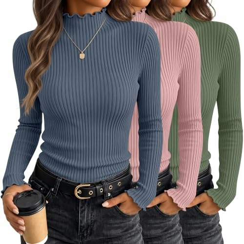 Huukeay Women's Mock Turtleneck Long Sleeve Shirt 3-Pack: $31.19 Huukeay Women's Mock Turtleneck Long Sleeve Shirt 3-Pack: $31.19