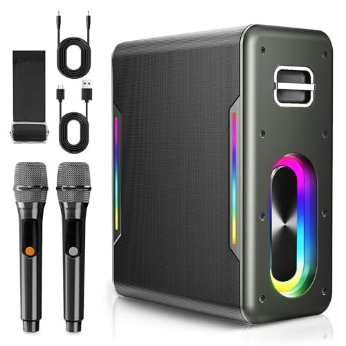 Portable Karaoke Machine with 2 Wireless Microphones: $59.99 Portable Karaoke Machine with 2 Wireless Microphones: $59.99