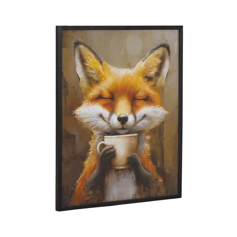 Kate & Laurel 16x20-Inch Happy Fox Traditional Coffee Tea Cup Wall Art: $46.99