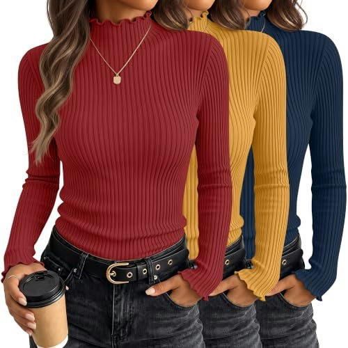 Huukeay Women's Mock Turtleneck Long Sleeve Shirts 3-Pack: $26.39 Huukeay Women's Mock Turtleneck Long Sleeve Shirts 3-Pack: $26.39