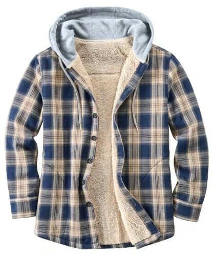 Derbars Men's Sherpa-Lined Flannel Hooded Shirt Jacket: $29.59 Derbars Men's Sherpa-Lined Flannel Hooded Shirt Jacket: $29.59
