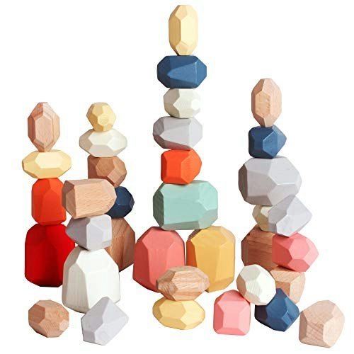 Bestamtoy 36-Piece Wooden Sorting Stacking Rocks: $19.99 Bestamtoy 36-Piece Wooden Sorting Stacking Rocks: $19.99