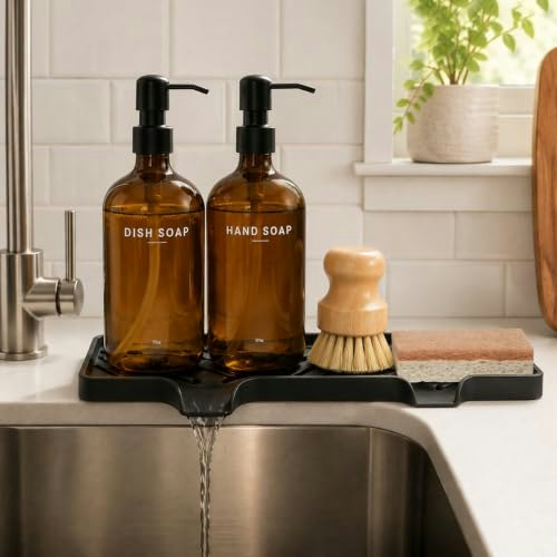 Kitchen Soap Dispenser Set with Tray, Brush, and Sponge: $19.99 Kitchen Soap Dispenser Set with Tray, Brush, and Sponge: $19.99