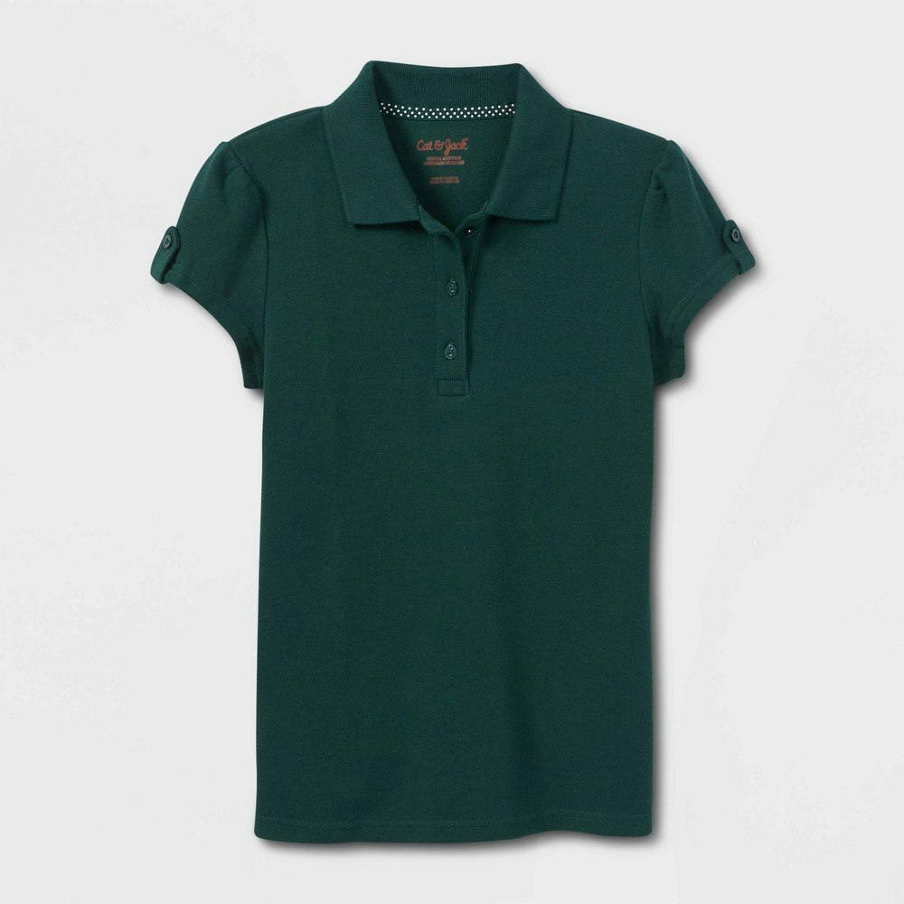 Cat & Jack Girls' Short Sleeve Interlock Uniform Polo Shirt: $10 Cat & Jack Girls' Short Sleeve Interlock Uniform Polo Shirt: $10