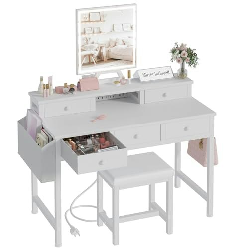Kai-Road 40-inch Makeup Vanity Desk with Mirror and Stool: $101.69 Kai-Road 40-inch Makeup Vanity Desk with Mirror and Stool: $101.69