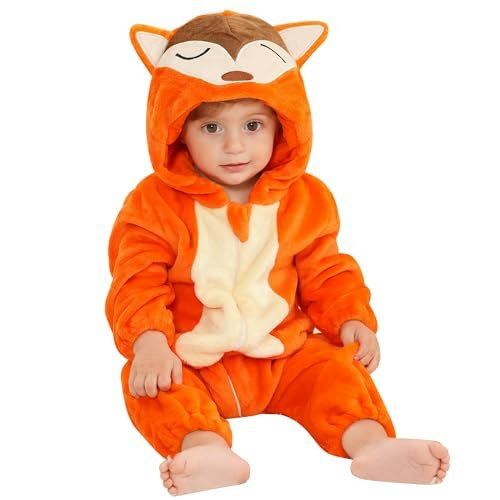 Michley Newborn Flannel Hooded Jumpsuit: $19.19