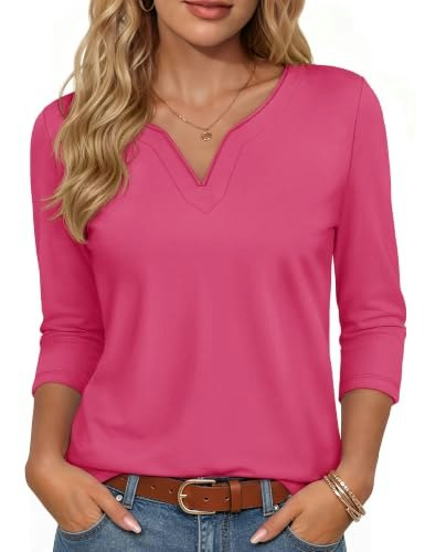 Yucolen Women's 3/4 Sleeve Henley T-Shirt: $18.99 Yucolen Women's 3/4 Sleeve Henley T-Shirt: $18.99