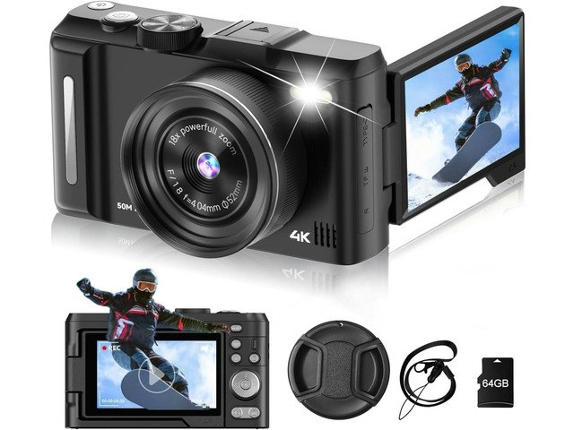 4K 50MP Digital Vlogging Camera with 64GB Card: $97.48 4K 50MP Digital Vlogging Camera with 64GB Card: $97.48