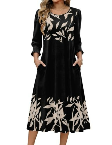 Zeagoo 3/4 Sleeve Floral Midi Dress: $27.99 Zeagoo 3/4 Sleeve Floral Midi Dress: $27.99