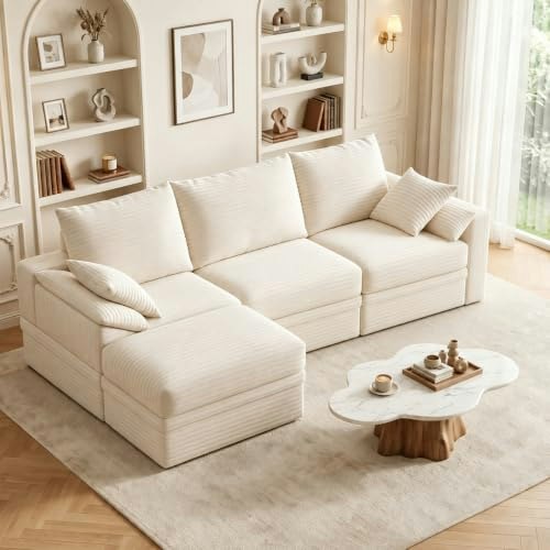 107-Inch Modular Sectional Sofa with Ottoman: $479.99