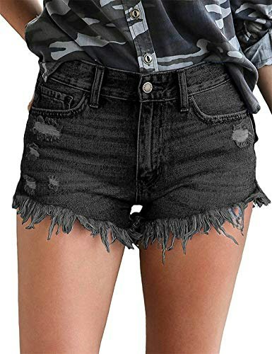 Modarani Women's Mid-Rise Ripped Denim Shorts: $22.39
