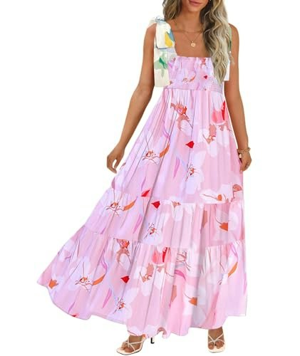 Curbodo Women's Smocked Flowy Maxi Dress with Pockets: $39.99 Curbodo Women's Smocked Flowy Maxi Dress with Pockets: $39.99
