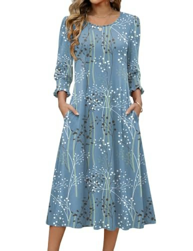 Zeagoo Women's 3/4 Sleeve Floral Midi Dress: $27.99 Zeagoo Women's 3/4 Sleeve Floral Midi Dress: $27.99