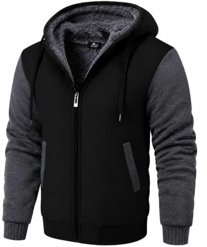 Zity Men's Sherpa Lined Heavyweight Zip-Up Hoodie: $31.33