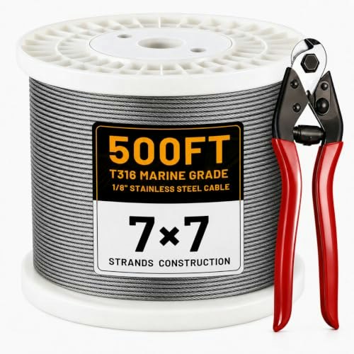 Aheonlar 1/8-inch 500-Foot T316 Stainless Steel Cable: $47.99