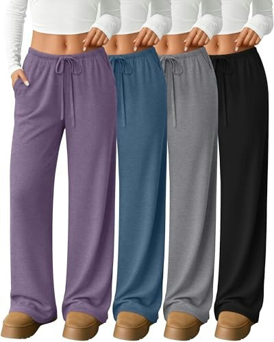 Velvelhall Women's Wide Leg Lounge Pants 4-Pack: $47.19