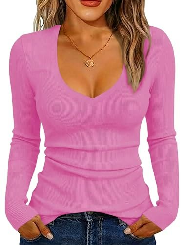 iGENJUN Women's Long Sleeve V-Neck Knit Shirt: $13.59