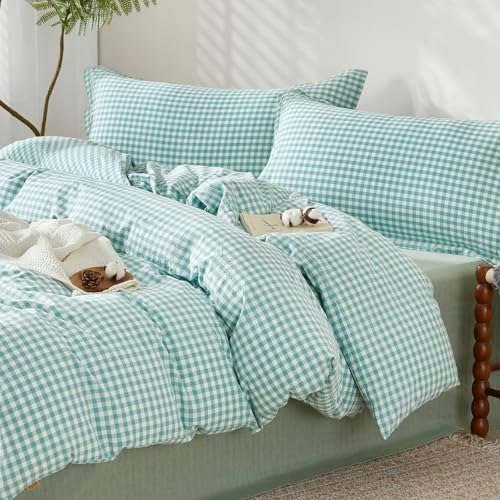 Saphreas Queen Gingham Cotton Duvet Cover Set: $42.55 Saphreas Queen Gingham Cotton Duvet Cover Set: $42.55