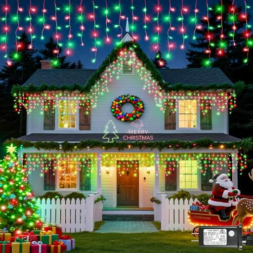 66-Foot 640-LED Red and Green Icicle Lights: $31.99 66-Foot 640-LED Red and Green Icicle Lights: $31.99