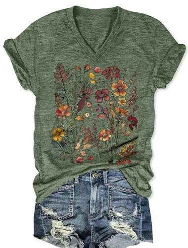 Women's V-Neck Floral Graphic T-Shirt: $12.23 Women's V-Neck Floral Graphic T-Shirt: $12.23