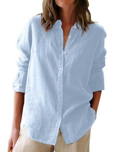 Women's Long Sleeve Oxford Button Down Shirt: $18.23