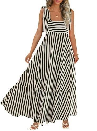 Curbodo Women's Smocked Flowy Maxi Dress with Pockets: $35.52