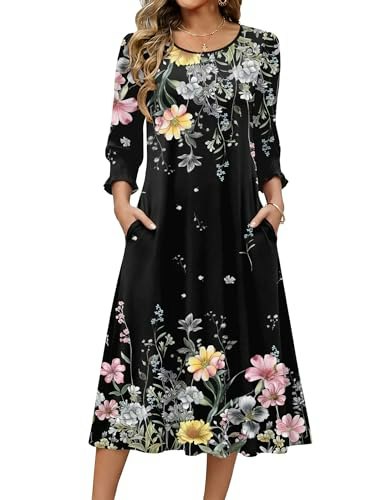 Zeagoo Women's Plus Size Floral 3/4-Sleeve Dress: $27.99 Zeagoo Women's Plus Size Floral 3/4-Sleeve Dress: $27.99