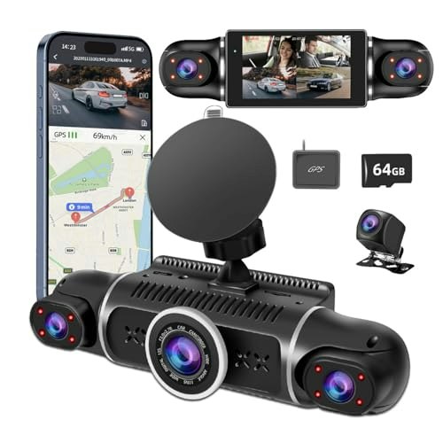 4-Channel 2K Dash Cam with Front, Rear, and Interior Cameras and 64GB Card: $79.99 4-Channel 2K Dash Cam with Front, Rear, and Interior Cameras and 64GB Card: $79.99
