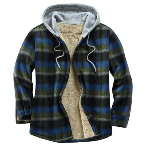 Derbars Men's Cotton Plaid Flannel Shirt Jacket 5XL: $29.59