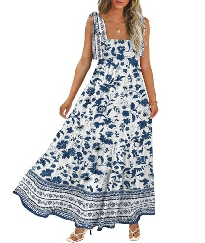 Curbodo Women's Smocked Flowy Maxi Dress with Pockets: $39.99 Curbodo Women's Smocked Flowy Maxi Dress with Pockets: $39.99