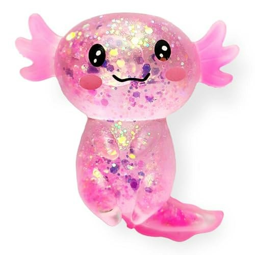 Djyxoglyn 3.54-inch Pink Glitter Standing Axolotl Squishy: $6.38