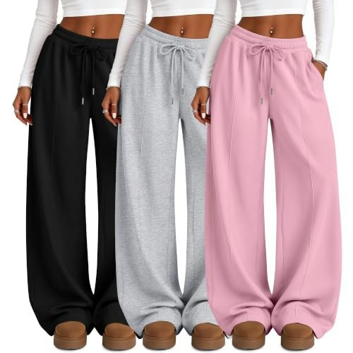 LessonZoo Girls Wide Leg Sweatpants 3-Pack: $36.79