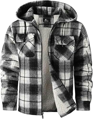 Scodi Men's Flannel Sherpa Lined Hooded Shirt Jacket: $29.99