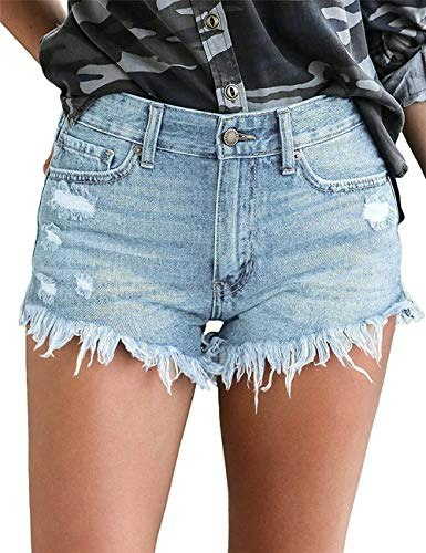 Modarani Women's Mid-Rise Frayed Boyfriend Denim Shorts: $25.59