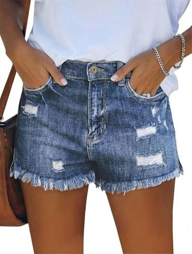 Modarani Women's Distressed Denim Boyfriend Shorts: $22.39