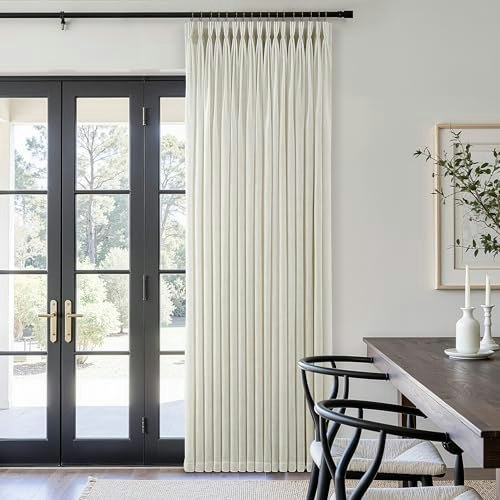 Beige Pleated Linen 105-inch Curtains 2-Panel Set: $62.39