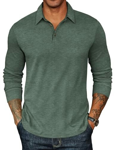 Coofandy Men's Long Sleeve Polo Shirt: $18.98