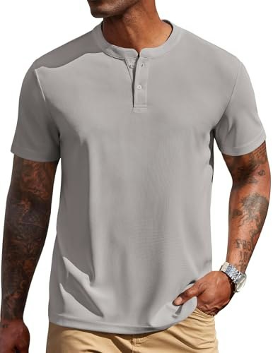 Coofandy Men's Casual Henley Short Sleeve Shirt: $13.59