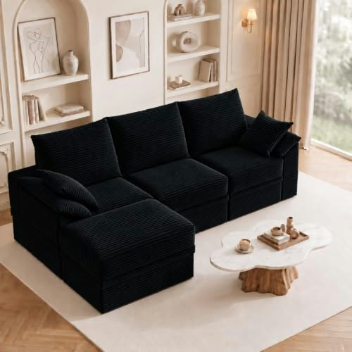 107-Inch Modular Sectional Sofa with Ottoman: $479.99
