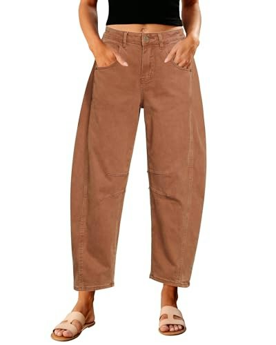 Grapent Women's High Waisted Wide Leg Barrel Jeans: $33.59 Grapent Women's High Waisted Wide Leg Barrel Jeans: $33.59