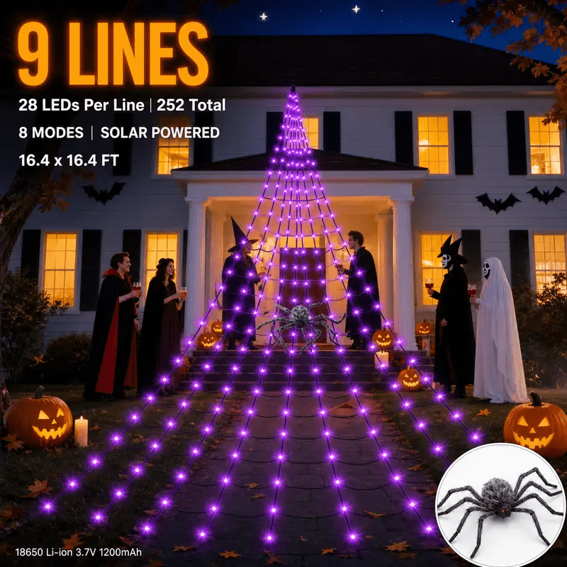 Solar Spider Web LED Halloween Lights: $27.78 Solar Spider Web LED Halloween Lights: $27.78