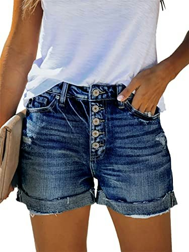 Modarani Women's High Waisted Distressed Denim Shorts: $22.39 Modarani Women's High Waisted Distressed Denim Shorts: $22.39
