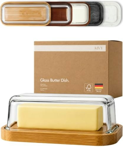 Kivy Glass Butter Dish with Bamboo Lid: $14.41 Kivy Glass Butter Dish with Bamboo Lid: $14.41