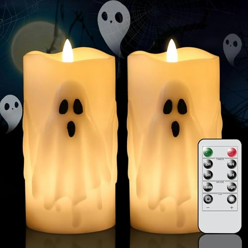 Lasumora Halloween Ghost Flameless Pillar Candles 2-Pack: $19.19 Lasumora Halloween Ghost Flameless Pillar Candles 2-Pack: $19.19