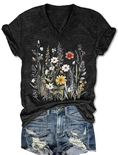 Women's V-Neck Floral Graphic T-Shirt: $12.23 Women's V-Neck Floral Graphic T-Shirt: $12.23