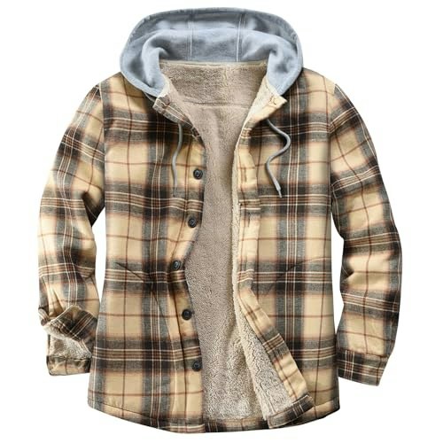 Derbars Men's Fleece-Lined Plaid Shirt Jacket: $29.59