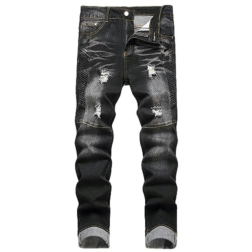 Junbaoss Men's Slim Fit Ripped Biker Jeans: $23.75 Junbaoss Men's Slim Fit Ripped Biker Jeans: $23.75