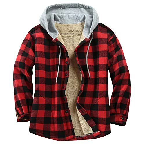 Derbars Men's Cotton Plaid Flannel Hoodie Shirt Jacket: $29.59 Derbars Men's Cotton Plaid Flannel Hoodie Shirt Jacket: $29.59